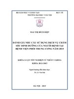 Đánh giá nhu cầu sử dụng dịch vụ chăm sóc dinh dưỡng của người bệnh tại BV phổi TW năm 2015 