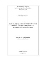 ĐÁNH GIÁ HIỆU QUẢ KINH TẾ VÀ TIỀM NĂNG PHÁT TRIỂN CỦA CÂY KHOAI MÌ TẠI XÃ TÂN HÀ HUYỆN HÀM TÂN TỈNH BÌNH THUẬN