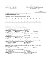 Đề kiểm tra sinh học 10 kì 2