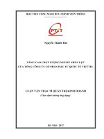 Nâng cao chất lượng nguồn nhân lực của Tổng Công ty Cổ phần Đầu tư Quốc tế Viettel (Luận văn thạc sĩ)