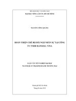 HOÀN THIỆN CHẾ ĐỘ ĐÃI NGỘ NHÂN SỰ TẠI CÔNG TY TNHH HANSOLL VINA