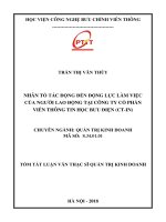 Nhân tố tác động đến động lực làm việc của người lao động tại công ty cổ phần Viễn thông Tin học Bưu Điện (CTIN) (tt)