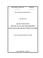 Quản lý Nhà nước đối với các tổ chức phi chính phủ nước ngoài trên địa bàn tỉnh Quảng Bình (Luận văn thạc sĩ)