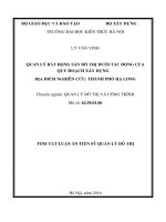 Quản lý bất động sản đô thị dưới tác động của quy hoạch xây dựng địa điểm nghiên cứu thành phố hạ long 