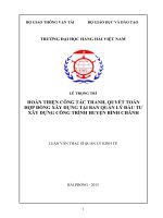 Hoàn thiện công tác thanh, quyết toán hợp đồng xây dựng tại ban quản lý đầu tư xây dựng công trình huyện bình chánh 