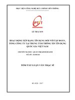 Hoạt động xếp hạng tín dụng đối với tập đoàn, tổng công ty tại Trung tâm Thông tin Tín dụng Quốc Gia Việt Nam (tt)