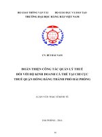 Hoàn thiện công tác quản lý thuế đối với hộ kinh doanh cá thể tại chi cục thuế quận hồng bàng thành phố hải phòng 