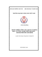 HOÀN THIỆN CÔNG tác QUẢN lý KHOA học và CÔNG NGHỆ TRÊN địa bàn  (tt) 