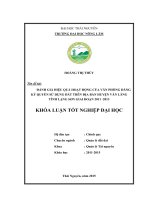 Đánh giá hiệu quả hoạt động của Văn phòng Đăng ký quyền sử dụng đất trên địa bàn huyện Văn Lãng  tỉnh Lạng Sơn, giai đoạn 2011  2013 (Khóa luận tốt nghiệp)