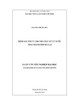 ĐỊNH GIÁ TỐI ƯU CHO NHÀ MÁY XỬ LÝ NƯỚC THẢI THÀNH PHỐ ĐÀ LẠT