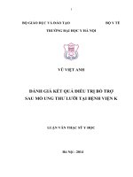 Đánh giá kết quả điều trị bổ trợ sau mổ ung thư lưỡi tại BV k 