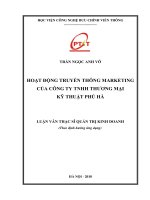 Hoạt động truyền thông Marketing của công ty TNHH Thương mại Kỹ thuật Phú Hà (Luận văn thạc sĩ)