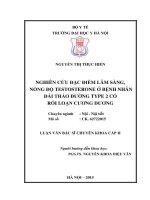 Nghiên cứu đặc điểm lâm sàng , nồng độ testosterone ở bệnh nhân đái tháo đường type 2 có rối loạn cương dương