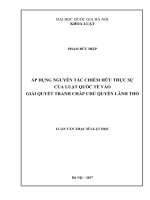Áp dụng nguyên tắc chiếm hữu thực sự của luật quốc tế vào giải quyết tranh chấp chủ quyền lãnh thổ 