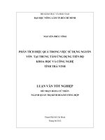PHÂN TÍCH HIỆU QUẢ TRONG VIỆC SỬ DỤNG NGUỒN VỐN TẠI TRUNG TÂM ỨNG DỤNG TIẾN BỘ KHOA HỌC VÀ CÔNG NGHỆ TỈNH TRÀ VINH