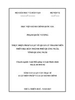 Thực hiện pháp luật về quản lý thanh niên trên địa bàn thành phố Quảng Ngãi (tt)