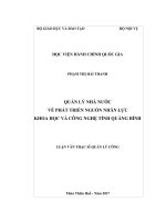 Quản lý nhà nước về phát triển nguồn nhân lực khoa học và công nghệ tỉnh Quảng Bình (Luận văn thạc sĩ)