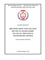 BIỆN PHÁP CHỐNG THẤT THU THUẾ đối với các DOANH NGHIỆP tại CHI cục THUẾ QUẬN 12THÀNH PHỐ hồ CHÍ MINH 