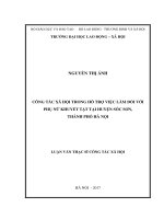 Công tác xã hội trong hỗ trợ việc làm đối với PNKT tại huyện Sóc Sơn, thành phố Hà Nội (Luận văn thạc sĩ)