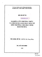 NGHIÊN CỨU PHƯƠNG THỨC VÀ NỘI DUNG GIÁO DỤC BẢO VỆ MÔI TRƯỜNG CHO HỌC SINH KHÁNH HÒA