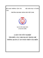 TÌM HIỂU CÁC CHECKLIST TRONG hệ THỐNG QUẢN LÝ AN TOÀN TRÊN TÀU BIỂN 
