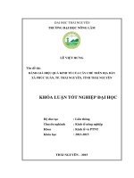 Đánh giá hiệu quả kinh tế của cây chè trên địa bàn xã Phúc Xuân  thành phố Thái Nguyên – tỉnh Thái Nguyên (Khóa luận tốt nghiệp)
