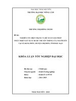 Nghiên cứu hiện trạng và đề xuất giải pháp phát triển sản xuất rượu truyền thống của người dân tại xã Bằng Phúc  huyện Chợ Đồn  tỉnh Bắc Kạn (Khóa luận tốt nghiệp)