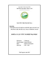 Ứng dụng GIS xây dựng cơ sở dữ liệu giá đất tại thị trấn Chũ  huyện Lục Ngạn  tỉnh Bắc Giang (Khóa luận tốt nghiệp)