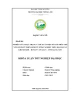 Nghiên cứu thực trạng và đề xuất một số giải pháp chủ yếu để phát triển kinh tế nông nghiệp trên địa bàn xã Khánh Khê – Huyện Văn Quan – Tỉnh Lạng Sơn (Khóa luận tốt nghiệp)