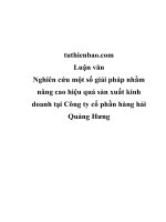 NGHIÊN CỨU MỘT SỐ GIẢI PHÁP NHẰM NÂNG CAO HIỆU QUẢ KINH DOANH TẠI CÔNG TY CỔ PHẦN HÀNG HẢI QUANG HƯNG