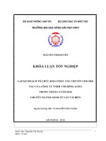 LẬP kế HOẠCH tổ CHỨC,KHAI THÁC tàu CHUYẾN CHO đội tàu của CÔNG TY TNHH VTB ĐÔNG LONG TRONG THÁNG 5 năm 2016CHUYÊN NGÀNH KINH tế vận tải BIỂN 