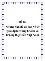 Những vấn đề cơ bản về sở giao dịch chứng khoán và liên hệ thực tiễn Việt Nam
