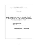 Khảo sát tình hình chuyển dịch câu hỏi từ tiếng Anh sang tiếng Việt trên một số van bản dịch Anh – Việt