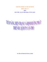 TIỀM NĂNG, HIỆN TRẠNG và ĐỊNH HƯỚNG PHÁT TRIỂN DU LỊCH TP  cần THƠ 