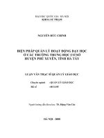 Biện pháp quản lý hoạt động dạy học ở các trường trung học cơ sở huyện Phú Xuyên, tỉnh Hà Tây