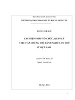 Các biện pháp tổ chức, quản lý việc cấp chứng chỉ hành nghề lưu trữ ở Việt Nam