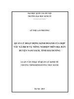 Quản lý hoạt động kinh doanh của hợp tác xã dịch vụ nông nghiệp trên địa bàn huyện Nam Sách, tỉnh Hải Dương