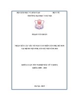 Nhận xét các yếu tố nguy cơ trên sản phụ đẻ non tại BV phụ sản hà nội năm 2014 