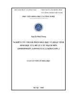 Nghiên cứu thành phần hóa học và hoạt tính sinh học của củ rễ cây Mạch môn (Ophiopogon japonicus (L.f.) KerGawl.) (Luận án tiến sĩ)