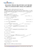 Tìm GTLN-GTNN của hàm số