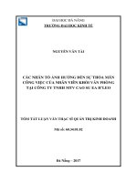 Các nhân tố ảnh hưởng đến sự thỏa mãn công việc của nhân viên khối văn phòng tại công ty TNHH MTV cao su ea hleo tt  