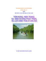 TIỀM NĂNG, HIỆN TRẠNG và ĐỊNH HƯỚNG PHÁT TRIỂN DU LỊCH SINH THÁI ở cần GIỜ 