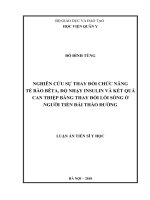 Nghiên cứu sự thay đổi chức năng tế bào bêta, độ nhạy insulin và kết quả can thiệp bằng thay đổi lối sống ở người tiền đái tháo đường (Luận án tiến sĩ)