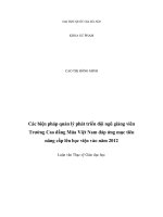 Các biện pháp quản lý phát triển đội ngũ giảng viên Trường Cao đẳng Múa Việt Nam đáp ứng mục tiêu nâng cấp lên học viện vào năm 2012