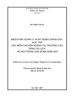 Biện pháp quản lý hoạt động giảng dạy, học tập các môn chuyên ngành tại trường Cao đẳng Du lịch Hà Nội trong giai đoạn hiện nay