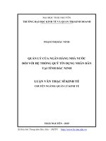 Quản lý của Ngân hàng Nhà nước đối với hệ thống quỹ tín dụng nhân dân tại tỉnh Bắc Ninh (Luận văn thạc sĩ)