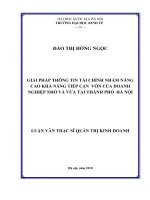 Giải pháp thông tin tài chính nhằm nâng cao khả năng tiếp cận vốn của doanh nghiệp nhỏ và vừa tại Thành phố Hà Nội