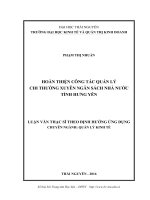 Hoàn thiện công tác quản lý chi thường xuyên ngân sách nhà nước tỉnh Hưng Yên (Luận văn thạc sĩ)