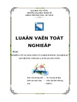 NGHIÊN cứu sự hài LÒNG của KHÁCH HÀNG tại KHÁCH ạn HOÀNG ANH GIA LAI PLAZA đà NẴNG