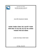 Hoàn thiện công tác quyết toán vốn đầu tư dự án tại sở tài chính thành phố đà nẵng